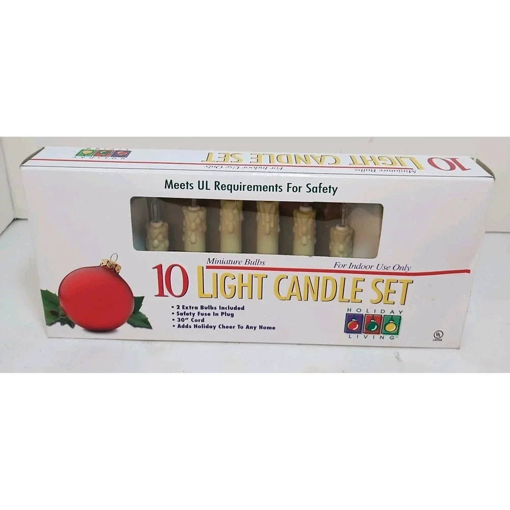 Vintage Christmas 10‎ Light Candle Set Candolier Retro Traditional NEW